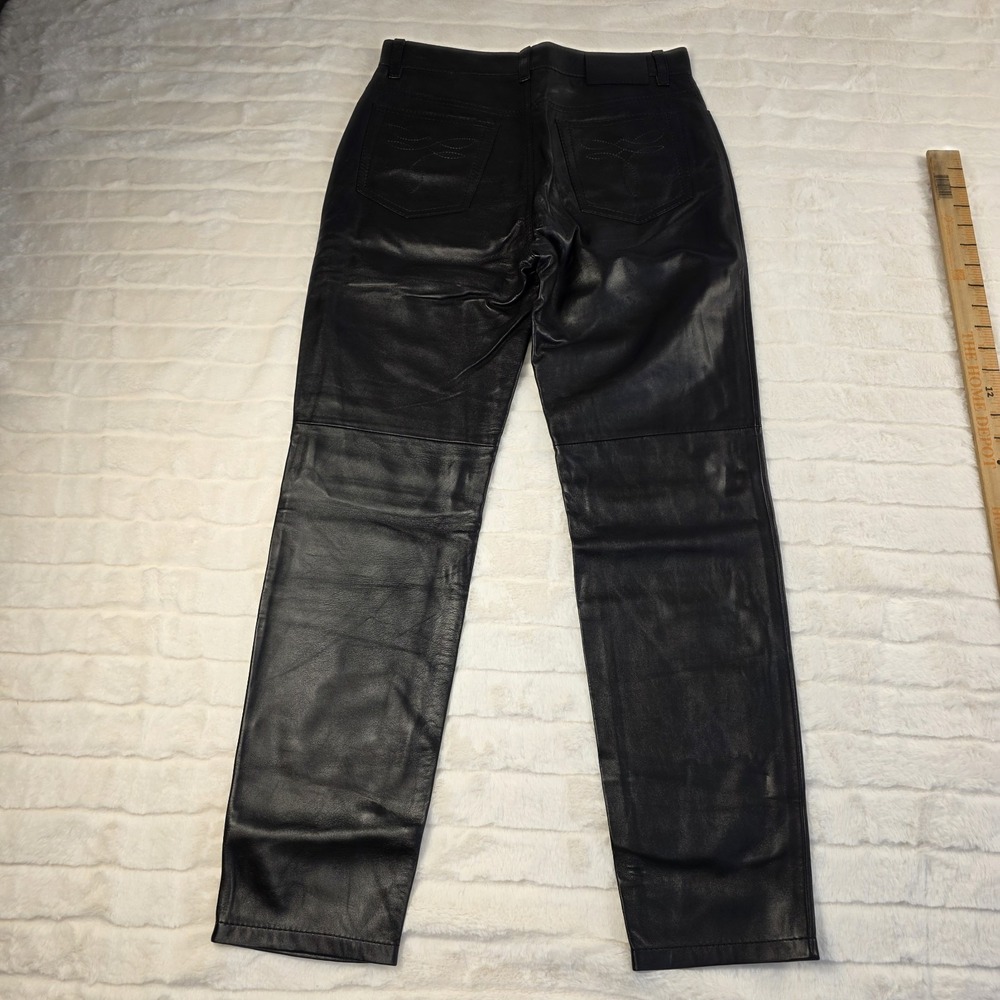 Ralph Lauren Purple Label Lambskin Straight Leather Pants Womens 4 Black $2,990 - Picture 2 of 13